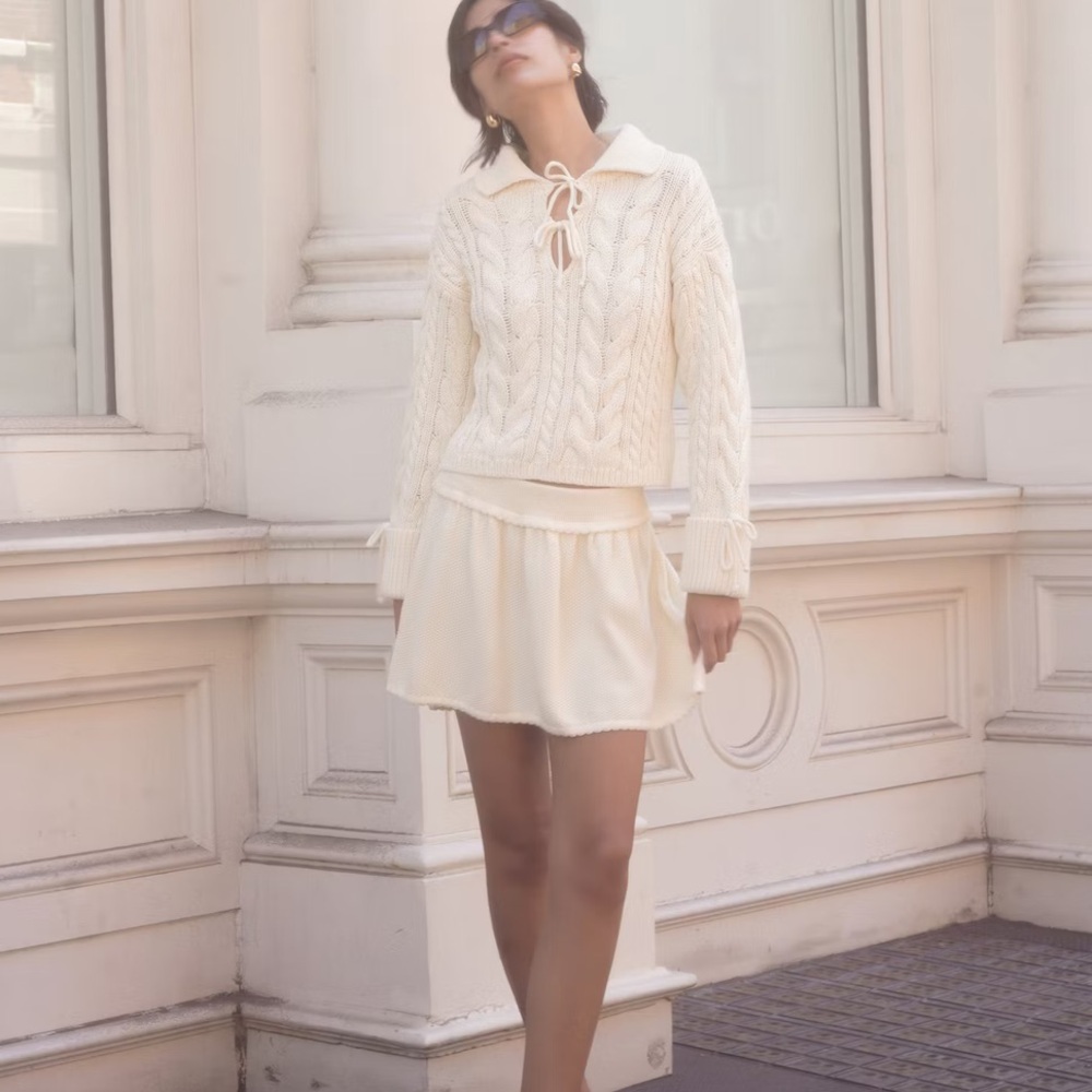 Djerf Avenue Knitted Amorini Skirt Cream